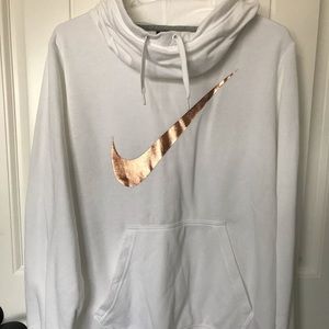 White/Rose Gold Nike Cowl Neck Sweatshirt